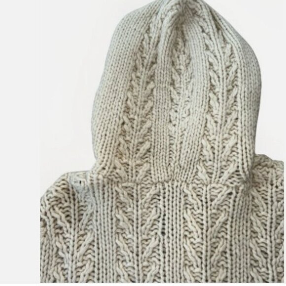 American Eagle Lambswool Cardigan Hooded Hand Knit Sweater Women's Size Large - Picture 8 of 14